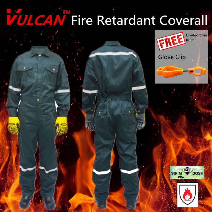 VULCAN SIRIM DOSH Approved Dark Green Fire Retardant Coverall FRC Clothing Overall Flame