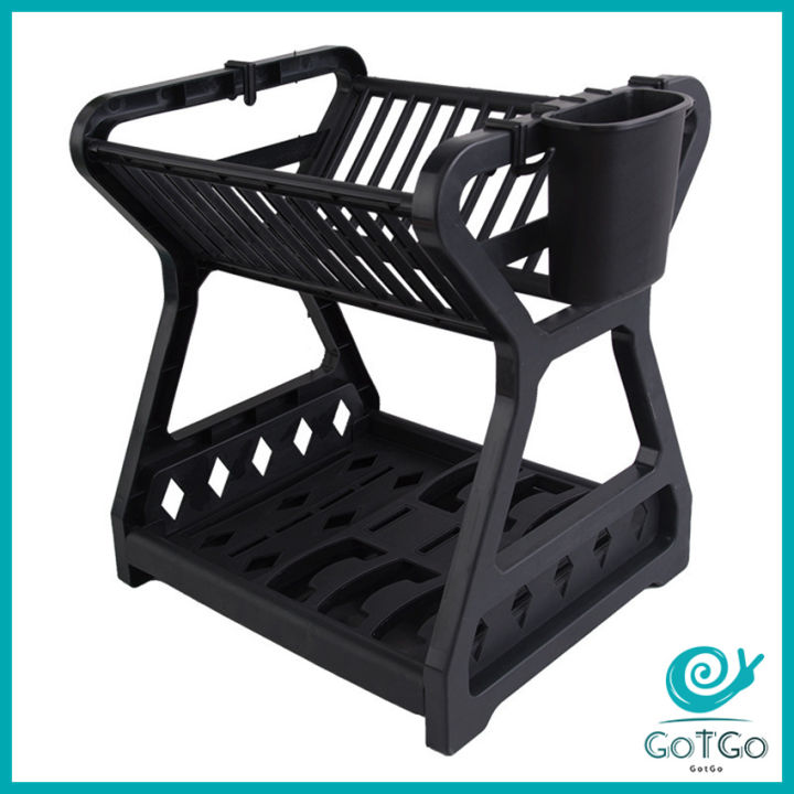 gotgo-ชั้นวางจานอเนกประสงค์-ชั้นวางจาน-พลาสติก-ย้ายง่าย-drain-bowl-rack-สปอตสินค้า