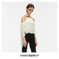 VICKTEERUT (ราคาปกติ 6,500-.) Halter Neck Off Shoulder Blouse เสื้อเปิดไหล่ตกแต่งหัวเข็มขัดด้านหลัง