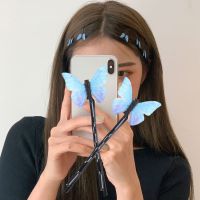 ◄ 4pcs The word hair clip retro blue butterfly hair clip hair accessories girl female hairpin character clip hair clip