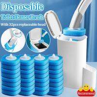 Wall-mounted Disposable Toilet Brush Cleaner with 8/16/24PCS Brush Head Bathroom Long Handle Cleaning Brush Toilet Accessories