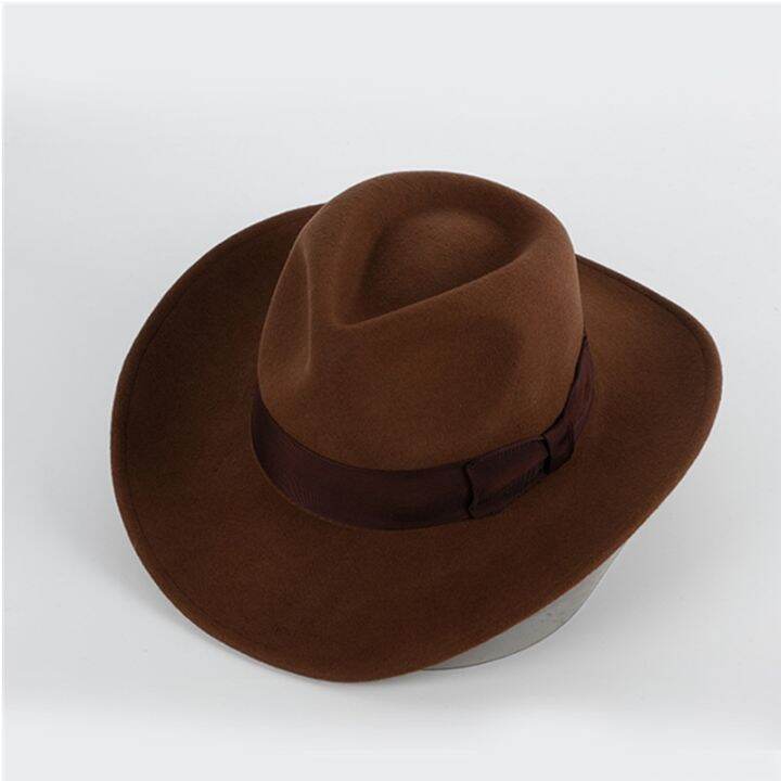 x4008-unisex-wool-fedora-hat-วงกว้างสักหลาดผ้าขนสัตว์-fedora-hat-ขี่หมวกคาวบอยบุรุษหมวก-fedora