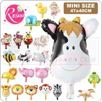 Mini Animal Head Foil Balloon  Safari Zoo Handheld Inflatable Air Ballon Baby Shower Happy Birthday Party Decorations Kids Gifts Balloons