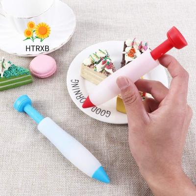 HTRXB ปากกาจารบีปากกาทำเกล็ดน้ำตาลตกแต่งเครื่องมือเค้กหัวบีบครีมใช้ซ้ำได้