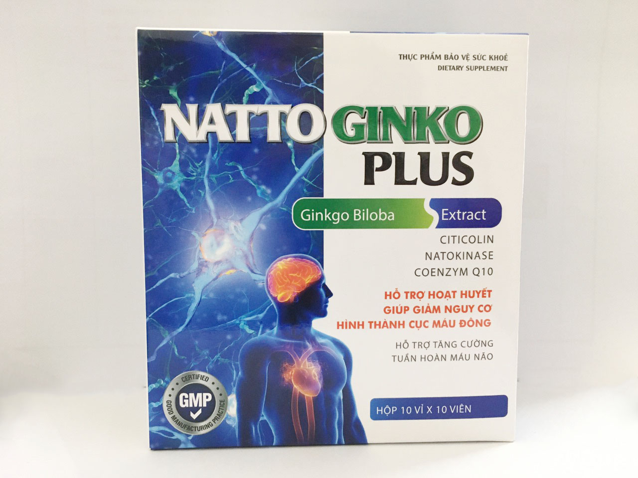 Natto Ginko Plus (Hỗ trợ hoạt huyết tang cường tuần hoàn máu não giúp cải thiện các triệu chứng: hoa mắt chóng mặt đau đầu mất ngủ suy giảm trí nhớ đau mỏi vai gáy rối loạn tiền đình do thiểu năng tuần hoàn não)
