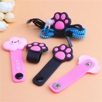 Cartoon Wire Storage Buckle Holder Organizer Mobile Phone Data Cable Winder Cat Paw Silicone Cute Earphone Cable Management Clip Cable Management