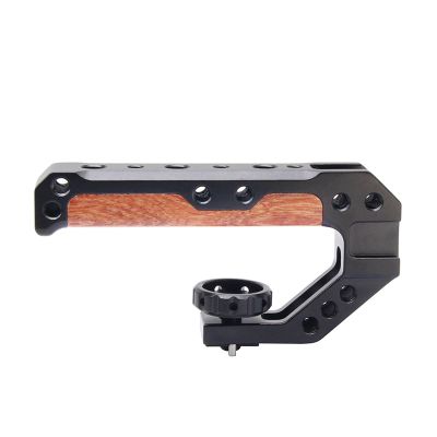 Universal Wooden Top Handle With Cold Shoe 3/8 1/4 Screw ARRI Hole DSLR Camera Handle For Fujifilm Sony Canon Nikon Camera Cage