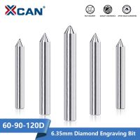 XCAN Diamond Engraving Bit 6.35mm 60 100 120 องศาเครื่องตัดแกะสลักโลหะหิน PCB Bit CNC Cutting Tools Milling Cutter