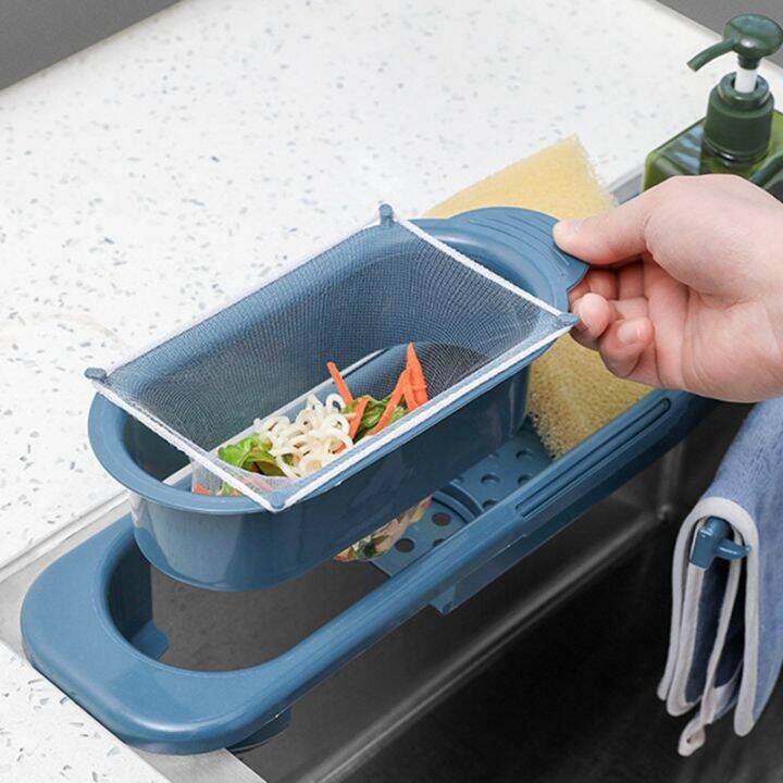 telescopic-sink-organizer-tray-sponge-holder-soap-towel-storage-basket-drain-rack-sink-drain-shelf-kitchen-accessories