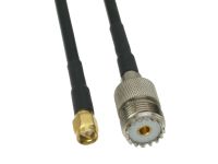 1Pcs RG58 Cable UHF SO239 Female Jack to SMA Male Plug Connector RF Coaxial Straight 6inch 20M