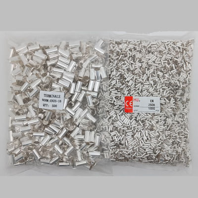 100PCS Non-Insulated Butt Wire Connector Ferrules,ดีบุกชุบทองแดงขั้วสายไฟ 0.5-35mm2 22-10 AWG-iewo9238