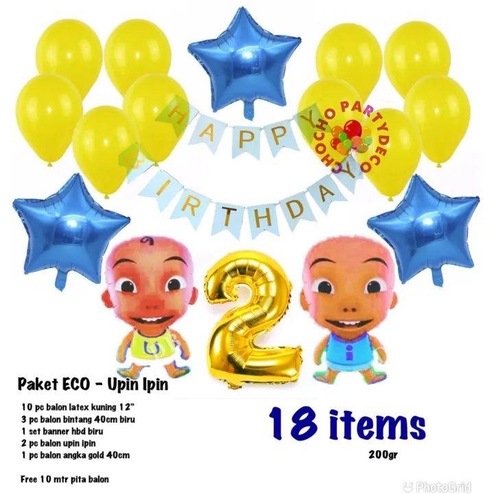 Dekorasi ulang tahun Upin Ipin Paket balon ECO Upin dan Ipin Lazada