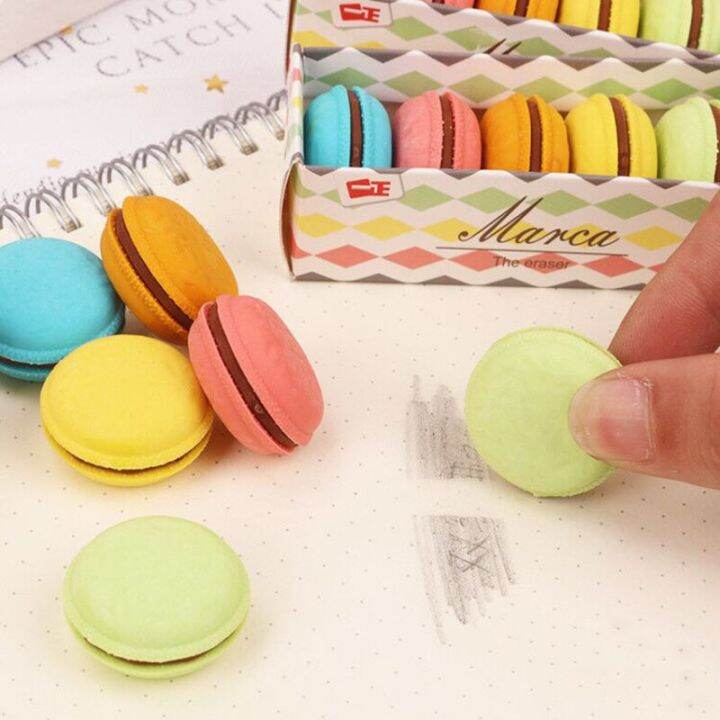 5 Pieces/Set Creative Student Eraser Macaron Sandwich Biscuit Eraser