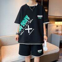 【July hot】 suit mens summer thin section short-sleeved t-shirt with handsome trendy brand sports clothes