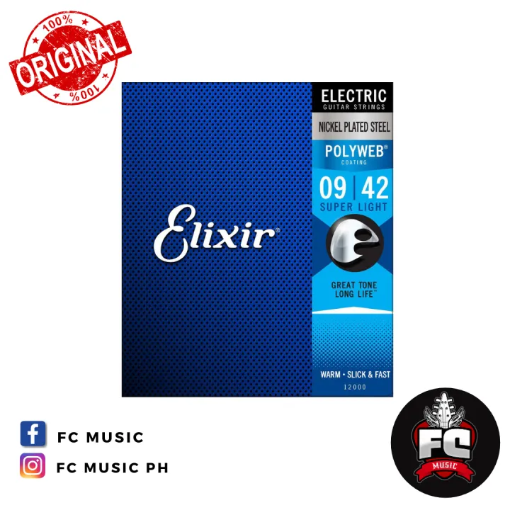 Elixir 9 42 POLYWEB Nickel Plated Steel Standard Gauge Electric Guitar ...