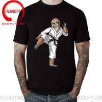 Funny Sloth Karate T-Shirt Japanese Anime Manga Kung Fu Sloth T Shirt Men Humor Joke Mma Animal Print Tee Shirt Muay Thai Tshirt