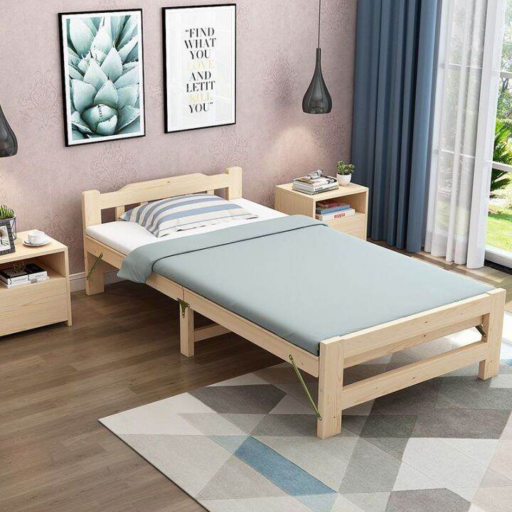 Solid Wood Folding Bed Single Bed Double Bed Home S Bed Office Noon Break Bed Rental Room 0233