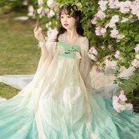 กระโปรงสไตล์จีน Hanfu โบราณเอวด้านหน้าปักลายสำหรับนักเรียนทุกวัน