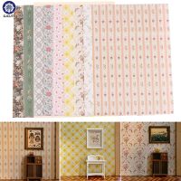 【hot】 1Pc 1:12 1:6 Dollhouse Miniature Sticker Wallpaper Floor Wall Decal Room Decoration Accessories