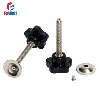 2 Pcs M8 Bintang Tombol Clamp dengan Plat Thread Pria Bakelite Mekanis Hitam Thumb 40 Mm Kepala Plum Mengencangkan kacang Menangani