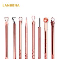 LANBENA ชุดบีบสิวสแตนเลส สีโรสโกลด์ คุณภาพดี ที่กดสิว เซ็ต 4 ชิ้น สแตนเลส สะอาดปลอดภัย ใช้งานง่าย