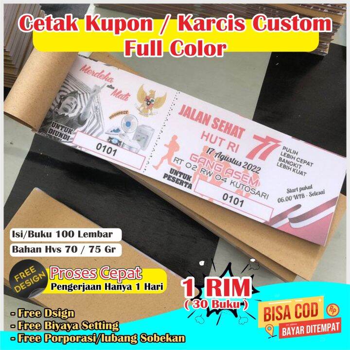 CETAK KUPON/KARCIS CUSTOM 1 RIM Buku kupon custom kupon undian kupon