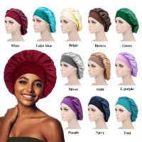 Women Night Sleep shower Caps Silky Bonnet Satin Double Layer Adjust Head Cover Hat For Curly Springy Hair Styling Accessories