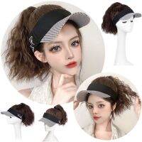 【jw】✻✕✵ Houndstooth Top Hat Wig One-Piece Fashion Headgear Ponytail