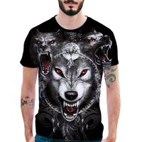 2023Summer Men 3D Print Wolf Casual Short Sleeved Shirt Top Blouse Round Neck Dry Quickly Trend Men Oversized Streetwear T-Shirt