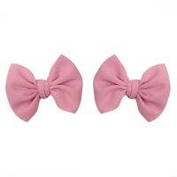 A Pair 2021 New Arrival Rib Fabric 4.5" Tied Tiny Hair Bow Barrette Handmade DIY Hair Accessories For Girl Ponytail Hair Clip