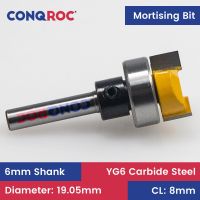 6mm Shank Mortising Router Bit Top Bearing เส้นผ่านศูนย์กลาง -19.05mm ความยาวตัด－8mm เครื่องตัดมิลลิ่งงานไม้