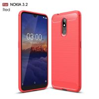 Nokia ซิลิโคนฝาครอบกันกระแทกคาร์บอนไฟเบอร์เนื้อลายขนแปรงเคสยาง3.2