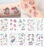 10pcs Kids Tattoo Temporary Tattoos Cartoon Unicorn Horse Fake Tattoo Sticker Waterproof Tatto Art Tatoo Hand Arm For Child Boy Stickers