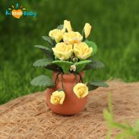 1/12 Dollhouse Miniature อุปกรณ์เสริม Mini Clay Rose Potted Plant ดอกไม้จำลอง DIY ฉาก Garden ตกแต่งระเบียง-Lusjeh