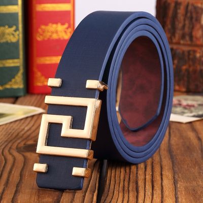 New Men belt Pattern Metal Button High Quality Smooth Buckle Mens Belts Classic Simple Version Fashion Wild Belt for Women
