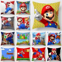 Pillow Cover Popular Anime Super Mario Single Side Print Polyester Pillowcase Car Sofa Cushion Cover Home Decor (Without Pillow Inner) 45x45CM