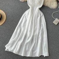 ฤดูร้อนเซ็กซี่คลับ Backless Slip Dress แฟชั่นแขนกุดสปาเก็ตตี้สีขาว Beach Long Dress Chic Elegant Party ผู้หญิง Dresses