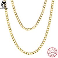 【DT】hot！ ORSA JEWELS 925 Sterling Italian 3mm/5mm Cuban Chain Necklace for Men Fashion Jewelry SC60