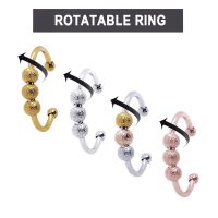 Trendy Minimalism Ring Reduce Stress Anxiety Ring Stainless Steel Beaded Ring Rotation Stress Relief Finger Ring Gift For Friends BETTEGIR