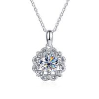 Butterflykiss Moissanite Diamond 6.5mm 1Carat Necklace For Woman Flower Pendant 925 Silver Chains Party Bridal Jewelry Xmas Gift