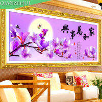 2021QIANZEHUI,Needlework,DIY Family Harmony Cross stitch,Sets For Embroidery kits Magnolia flower Cross-Stitch,Wall Home Decro