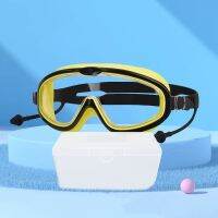 Swimming Goggles Kids Adjustable Waterproof Anti-fog UV Protection Swim Glasses with Earplugs 4-15 Years Children Swim Eyewear