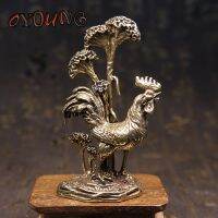 Antique Copper Big Cock Flowers Bronze Ornaments Solid Pure Brass Animal Chicken Figurines Study Desktop Decorations Home Decor