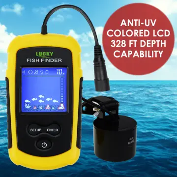 LUCKY Portable Fish Finder Sonar, TN/Anti-UV LCD Display LED Backlight for  Night Fishing, Wired w/Alar…