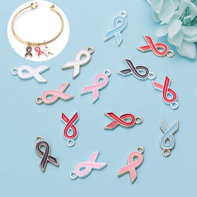 【CC】❈  SAUVOO 10pcs/lot 10x20.5mm Gold Color Breast Cancer Awareness Charms Necklace Jewelry Making Accessories