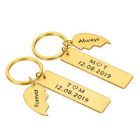 Customized Key Keychain Stainless Steel Broken Heart Charm Keychain Personalized Ladies Couple Jewelry Gift