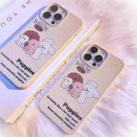 -Candyy.case- เคสโทรศัพท์แบบถักสกรีนลายลูกหมา4ตัว กันกระแทก น่ารัก นิ่ม เคสถักสีขาว สำหรับ13/12/14 Plus Pro Max 8/7 Plus X #5038