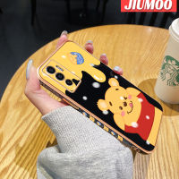 JIUMOO เคสสำหรับ Vivo V23e 5G,เคส Y75 V23E ลายการ์ตูนน้ำผึ้งกรอบสี่เหลี่ยมใหม่เคสพื้นผิวชุบซิลิกาเจลนิ่มกันกระแทกเคสมือถือรวมเลนส์กล้องถ่ายรูปฝาครอบป้องกัน