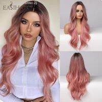 EASIHAIR Long Body Wave Ombre Black Pink Cosplay Wigs Heat Resistant Synthetic Wigs Middle Part Natural Lolita Wigs for Women [ Hot sell ] Toy Center 2