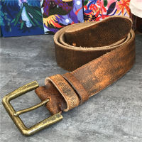 R 4.3CM Pin Belt Buckle Luxury Thick Belts Men Leather Vintage Yellow Belt Men Wide Jeans Ceinture Black Waist Belt MBT0019